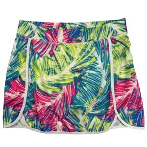 Reel Legends Womens Tropical Palm Leaf Active Skort Pink Green Blue Medium